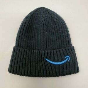 Amazon Logo Beanie Hat Blue One Size Knit Cuff Winter Hat Warm Prime